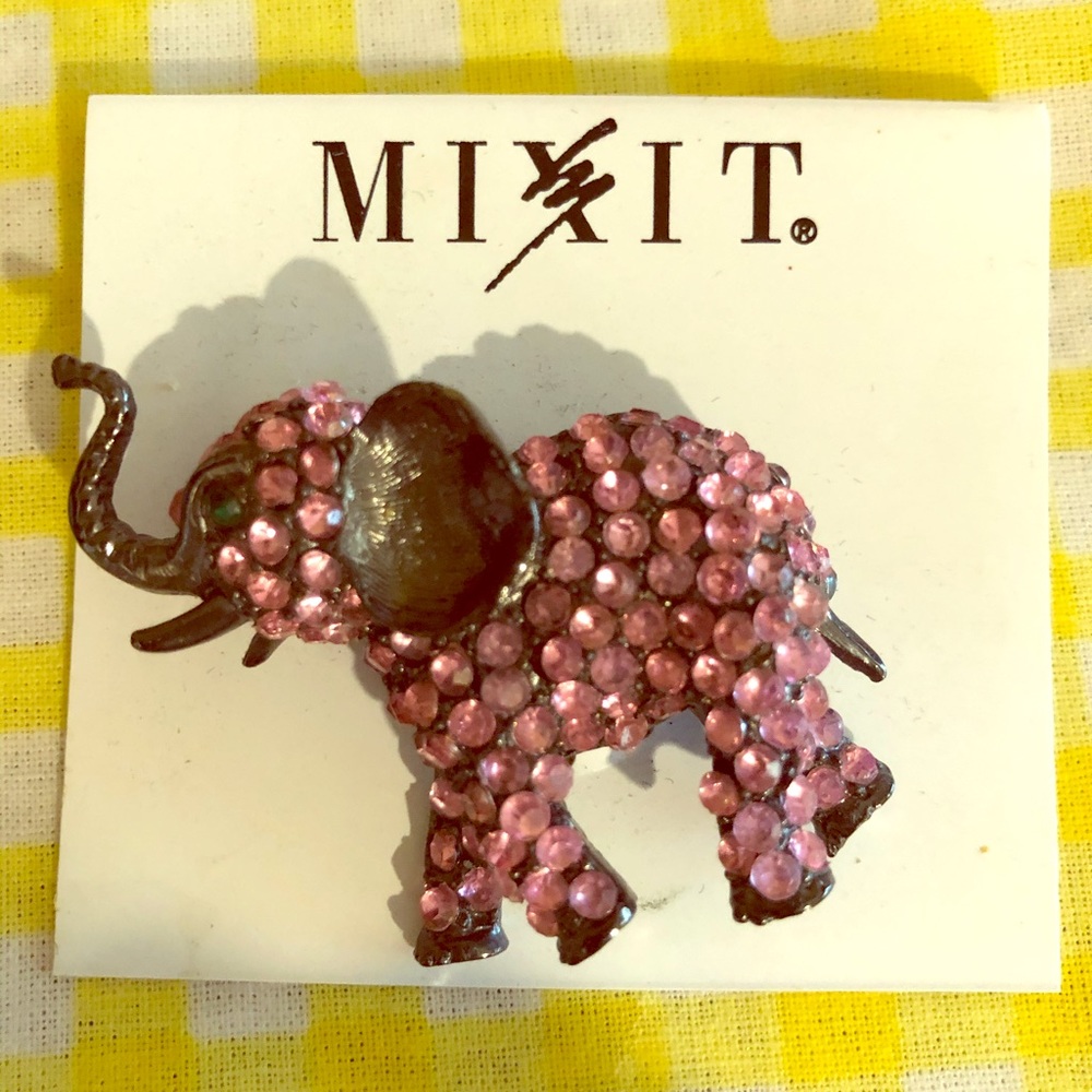 Pink Elephant Pin with Rhinestones